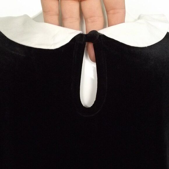 new HOT TOPIC Velvet Dress, Jr. XXL, Black, White collar, Short sleeves, Stretch - Picture 7 of 14